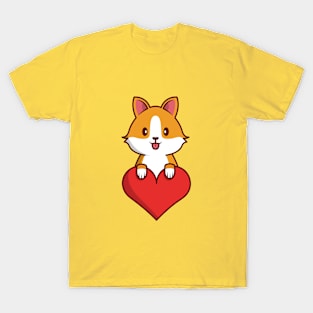 Cute Puppy Holding Heart T-Shirt